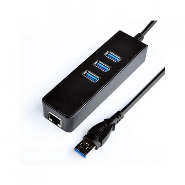 Wozlo RJ45 3 Port USB 3.0 Hub Çoklayıcı Gigabit Ethernet Lan Ağ Adaptörü - Resim 3