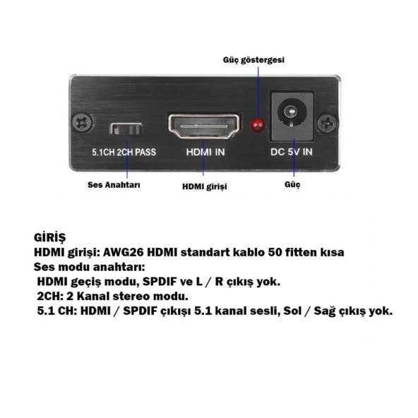 Turbosepet Hdmi To Hdmi Audio Optik 3D 4K-2K Metal Hdmı Ses Ayırıcı - Resim 5