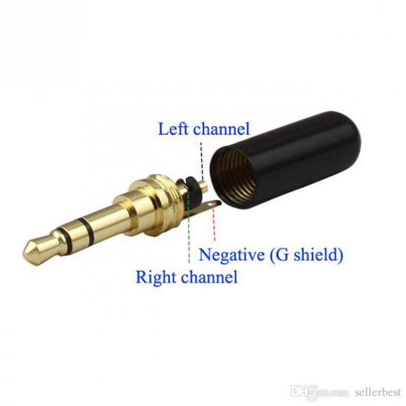 Wozlo 3.5 MM Stereo Jak Metal 3 Pin Stereo Erkek Konnektör Siyah - 2