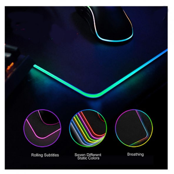 Işıklı Rgb Mouse Pad 25-35Cm Rgb Işıklı Mouse Ped Kaymaz Taban - 4