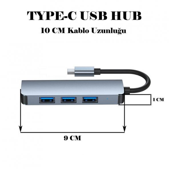 Type C 4 Port Usb 3.0 Hub Usb C Çoklayıcı Alüminyum Gövde - Resim 4
