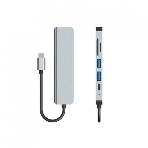 6 In 1 Type C To Hdmı / 2 USB 3.0- USB-C Pd- Sd Tf Çevirici Kablo - 5