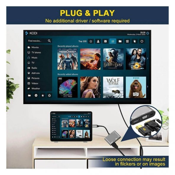 Type-C To 4K Hdmi Vga Usb 3.0 Otg Audio Ses Çevirici Kablo 5 In 1 (518947659) - 5
