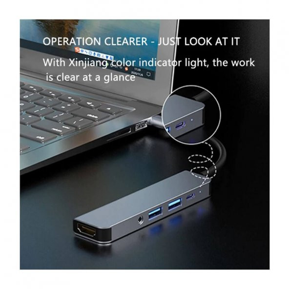 USB 3.1 Type C To Hdmi 4K Ses USB C 2XUSB 3.0 Hub Çevirici Kablo - 7