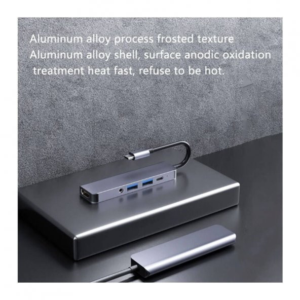 USB 3.1 Type C To Hdmi 4K Ses USB C 2XUSB 3.0 Hub Çevirici Kablo - 8