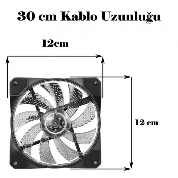 12Cm Kasa Fanı 3D 15 Led Rgb Soğutucu Fan Sessiz Renkli Işıklı - Resim 8