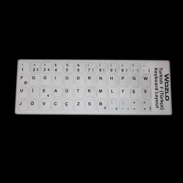 Laptoplar Için Türkçe F Klavye Sticker - Klavye Etiketi - Gri - 1