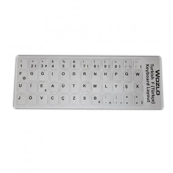 Laptoplar Için Türkçe F Klavye Sticker - Klavye Etiketi - Gri - 2