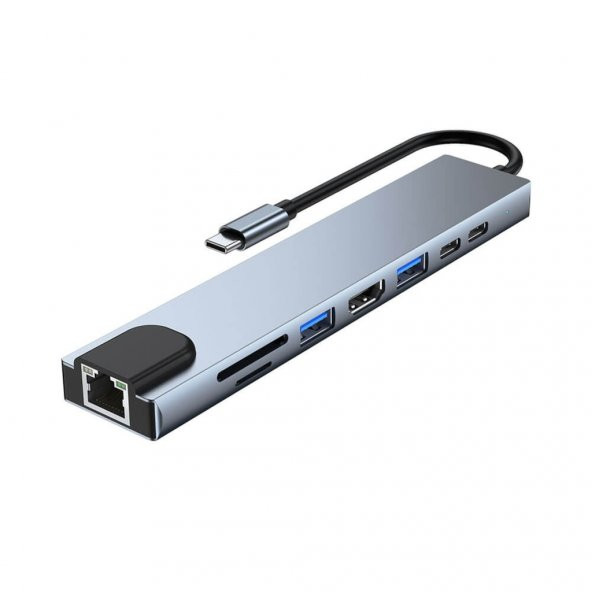 Type C To Ethernet, Hdmi Çoklu Kart Okuyucu 2Xusb 3.0 Hub Usb C (518945865) - Resim 2