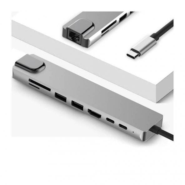 Type C To Ethernet, Hdmi Çoklu Kart Okuyucu 2Xusb 3.0 Hub Usb C (518945865) - Resim 5