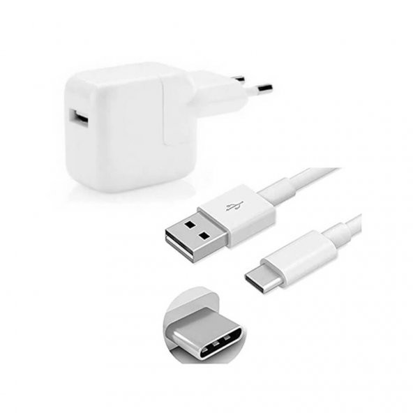 Samsung Huawei Xiaomi Şarj Aleti 12W Adaptör + Usb Type C Kablo