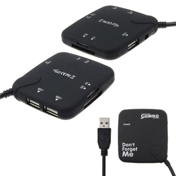 3 Port Usb Hub Çoklayıcı Kart Okuyucu Combo Sd Ms Micro Sd Mmc M2