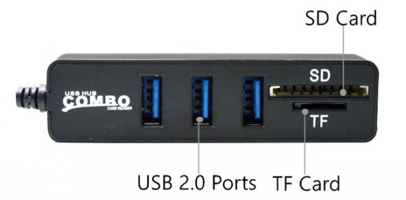 Usb 2.0 3 Port Çoklayıcı Hub Kart Okuyucu 2 İn 1 Combo Sd Tf - 4