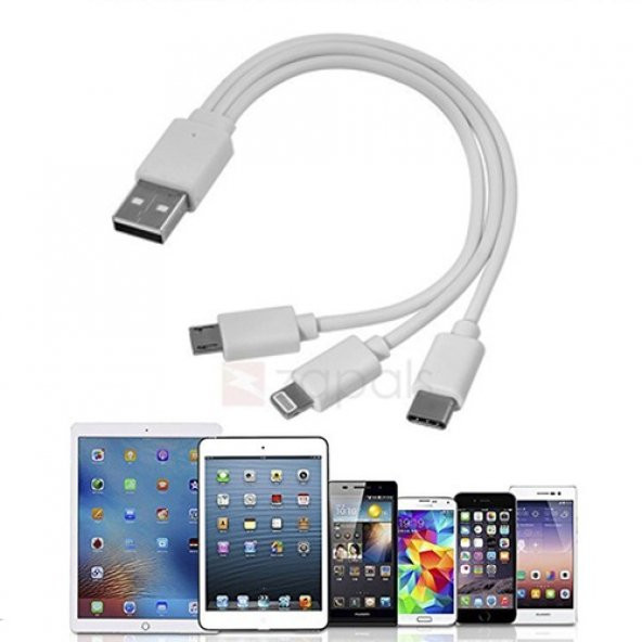 Usb Data Şarj Kablosu Çoklu Kablo Samsung Sony Lg Huawei Iphone (489515837) - Resim 2
