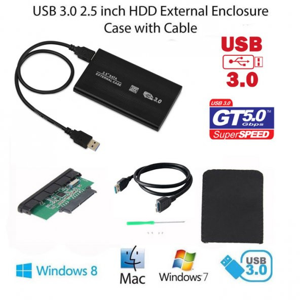 2.5 Usb 3.0 Harici Harddisk Ssd Hdd Sata Kutu Usb 3.0 Giriş Metal - 2