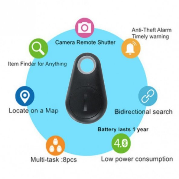 İtag Bluetooth Anahtarlık Kayıp Eşya Telefon Pet Yön Bulucu Siyah - 2