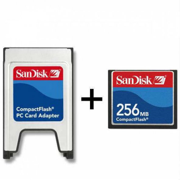 Sandisk 256Mb Compact Flash Kart + Pcmcıa Adaptör Cnc Torna Uyumlu ürün görseli 1