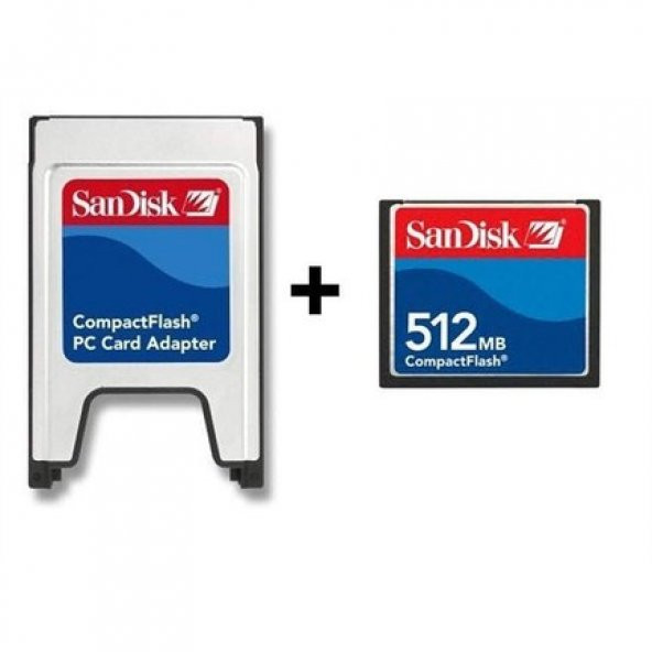 Sandisk 512Mb Compact Flash Kart +Pcmcıa Adaptör Cnc Torna Uyumlu ürün görseli 1