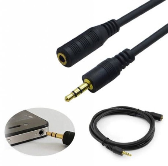 Kulaklık Uzatma Kablosu 3.5Mm Ses Dişi Erkek Altın Uç 5M Metre - 5