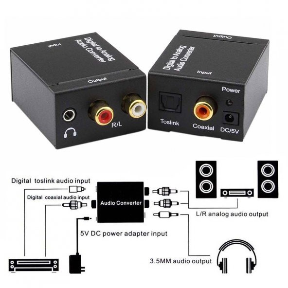 Digital To Analog Stereo Rca Optik Toslink Ses Çevirici Dönüştürücü - 2