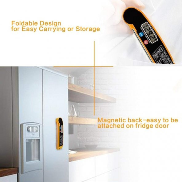 Mutfak Termometresi Mama Süt Et Yemek Katlanır Dijital Termometre - 4