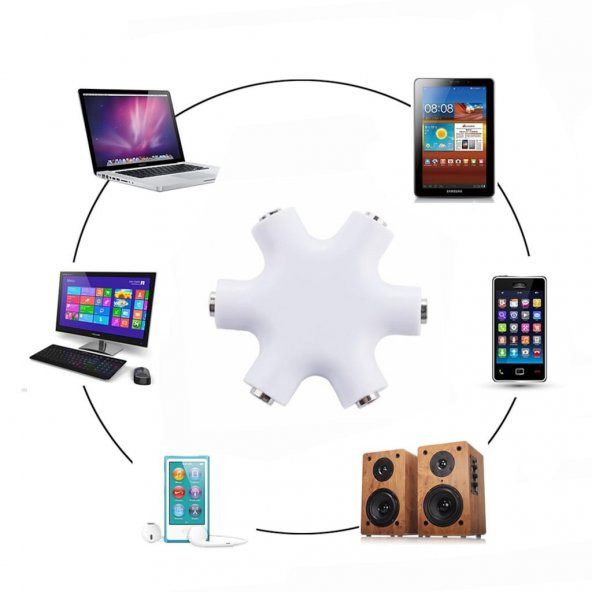 Kulaklık Çoklayıcı 5 Port 3.5Mm Çoğaltıcı Iphone Ipad Samsung Lg - 8