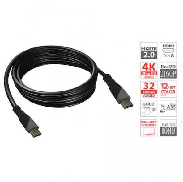 Hdmi Kablo 2.0 4K 60Hz 19+1 Kablo Ultra Hd 2160P Kalite 1.8 Metre