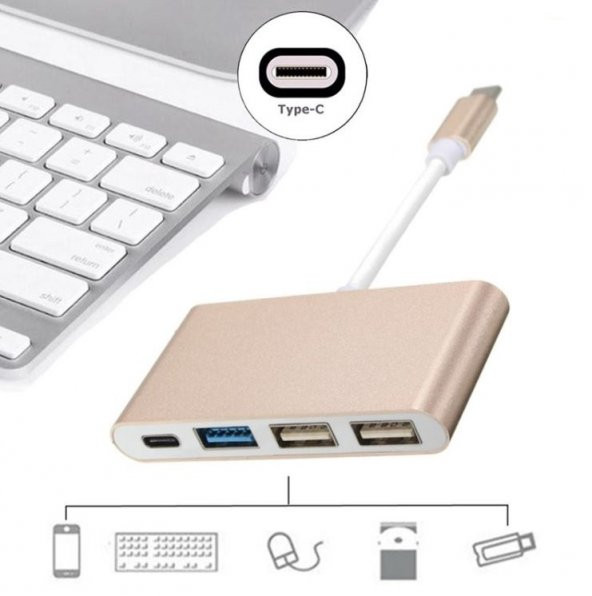 Type-C Usb 3.1 To 3 Port Usb Hub Çevirici Çoklayıcı Mac Ultrabook - 2