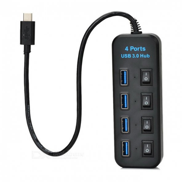 Type C Usb 3.1 To 4 Port Usb 3.0 Hub Çoklayıcı Aç/Kapa Anahtarlı