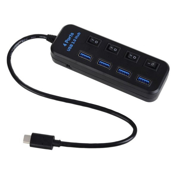 Type C Usb 3.1 To 4 Port Usb 3.0 Hub Çoklayıcı Aç/Kapa Anahtarlı - 2