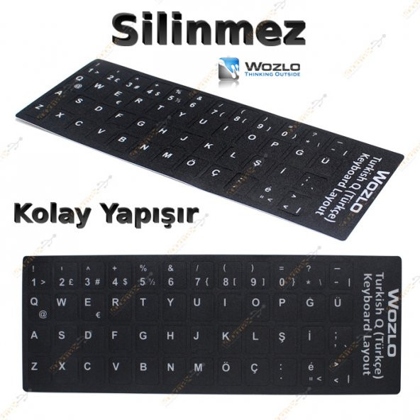 Wozlo Türkçe Q Klavye Etiketi Laptop Pc Sticker ürün görseli 1