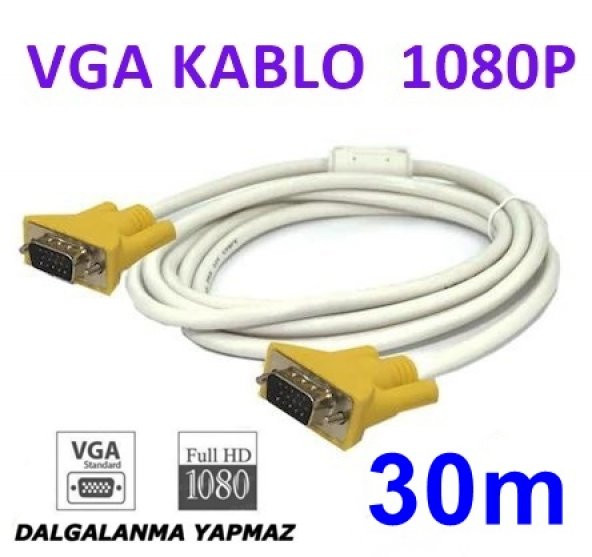Vga Kablo Full Hd Projeksiyon Lcd Monitör Görüntü Kablosu 30Mt ürün görseli 1