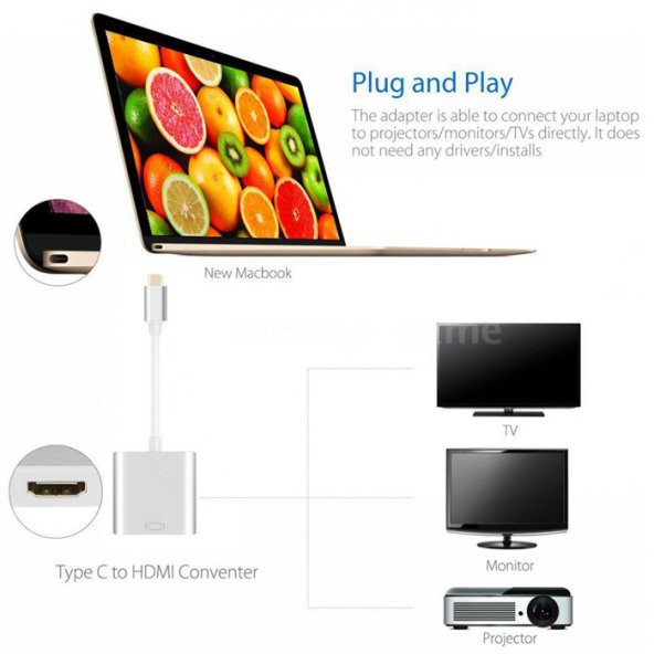 Usb 3.1 Type-C To Hdmi 4K Çevirici Dönüştürücü Adaptör - 5