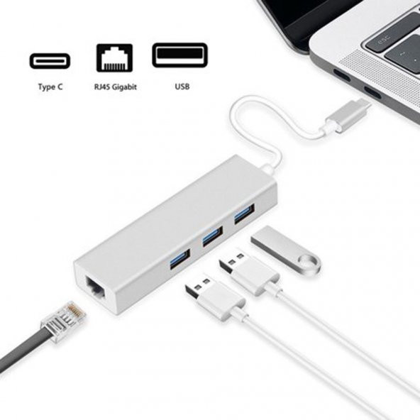 Type C USB Hub USB Type-C To 3 Port USB 3.0 Çoklayıcı 1000 Mbps