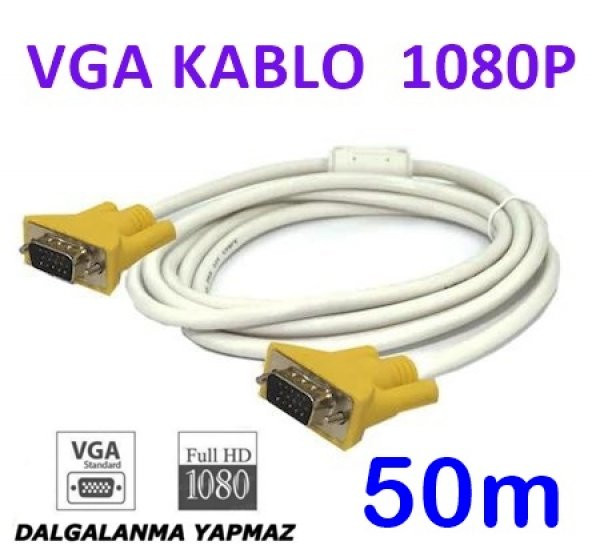 Vga Kablo Full Hd Projeksiyon Lcd Monitör Görüntü Kablosu 50Mt ürün görseli