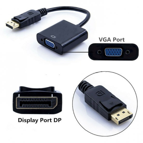 Displayport To Vga Çevirici Adaptör Display Port - Resim 9