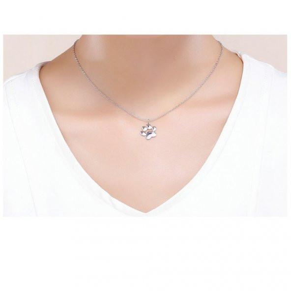 Turbosepet Ayak Pati Hayvansever Kolye Gümüş Kaplama Sevimli Kolye - 4