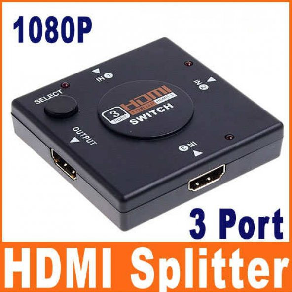 Hdmi Switch Çoklayıcı Çoğaltıcı Splitter 3 Port ürün görseli