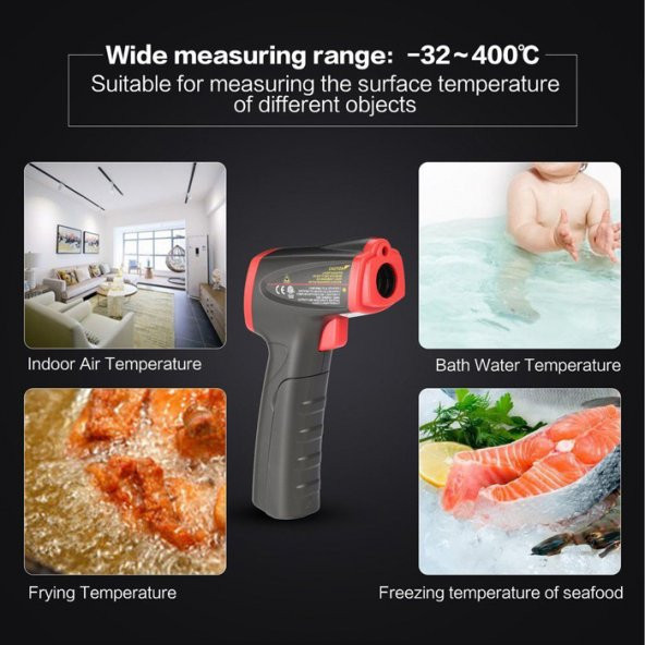 Unı-t Ut300s Lazer Termometre Temassız Sıcaklık Ölçer Kızılötesi - 3
