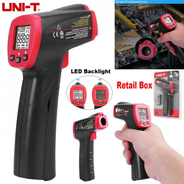 Unı-t Ut300s Lazer Termometre Temassız Sıcaklık Ölçer Kızılötesi - 4