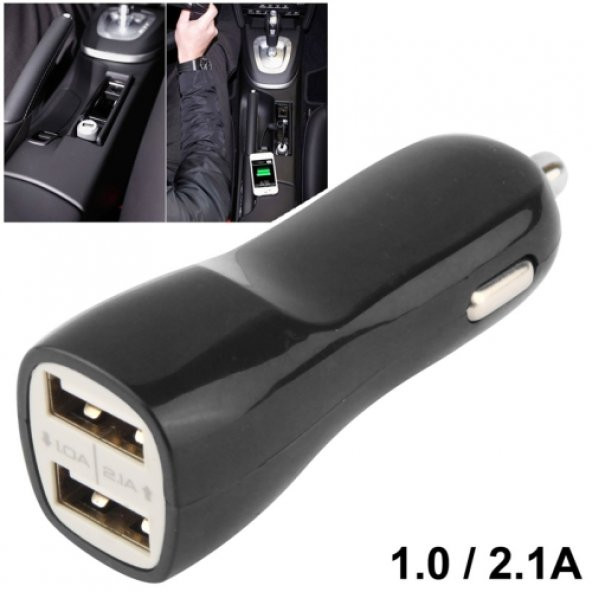 Araba Oto Çakmaklık Usb Araç Şarj Cihazı 2 Port 1.0A ve 2.1Amper