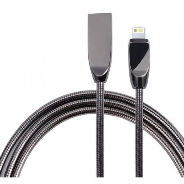 Iphone 6 6S 7 5 5S Yaylı Metal Şarj Kablosu 2.4A Korumalı Kablo (312368471) ürün görseli 1