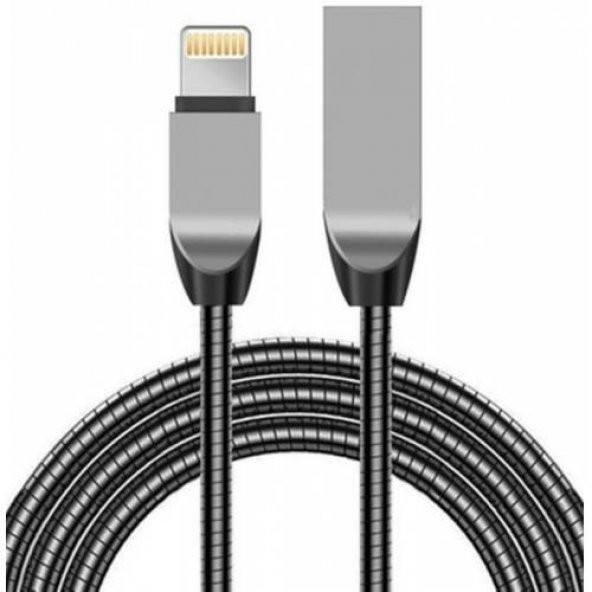 Iphone X 8 Plus Yaylı Metal Şarj Kablosu 2.4A Korumalı Data Kablo (312368437) - 2