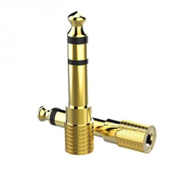 Çivi Jak Çevirici 6.3 Mm Erkek 3.5 Mm Dişi Dönüştürücü Jack Altın - 2