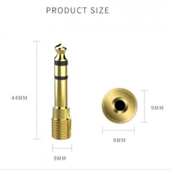 Çivi Jak Çevirici 6.3 Mm Erkek 3.5 Mm Dişi Dönüştürücü Jack Altın - 3