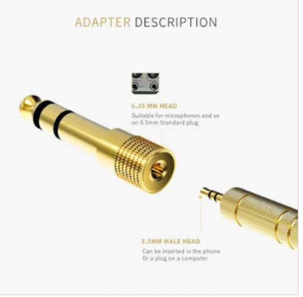 Çivi Jak Çevirici 6.3 Mm Erkek 3.5 Mm Dişi Dönüştürücü Jack Altın - 4