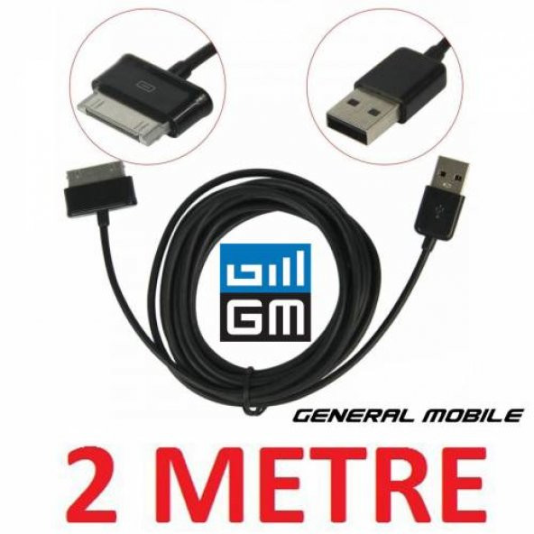 General Mobile Tablet Pc Usb Data Şarj Kablosu 2M Metre Etab 4 - 2
