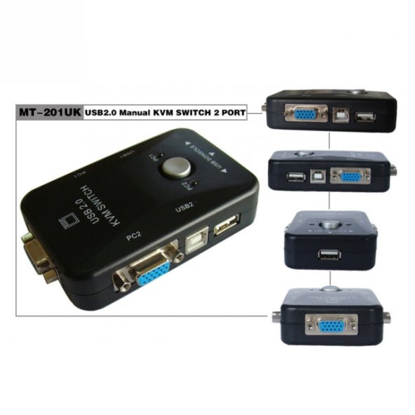 2 Port Usb Kvm Switch 2 Pc Kasa Tek Kontrol + 2 Adet Vga Kablo - 3