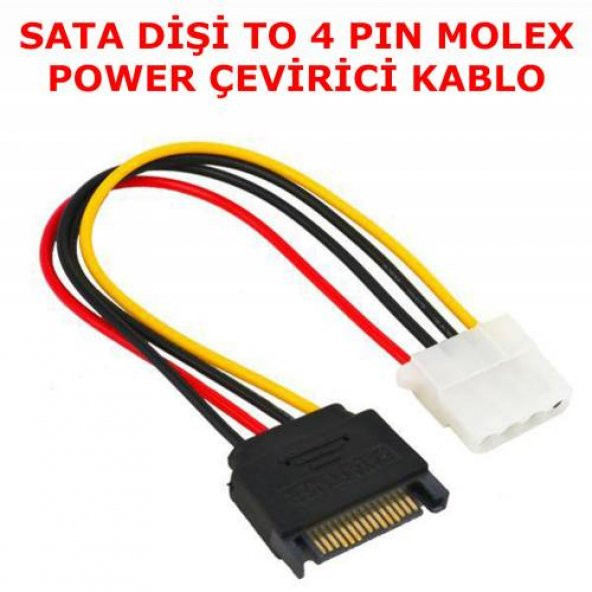 Sata Erkek To 4 Pin Molex Ide Çevirici Kablo Dönüştürücü Kablo