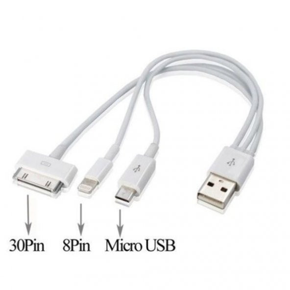 Iphone 4 4S 5 5S 6 6S Plus Micro Usb Çoklu Şarj Kablo 3 In 1 (288089677)